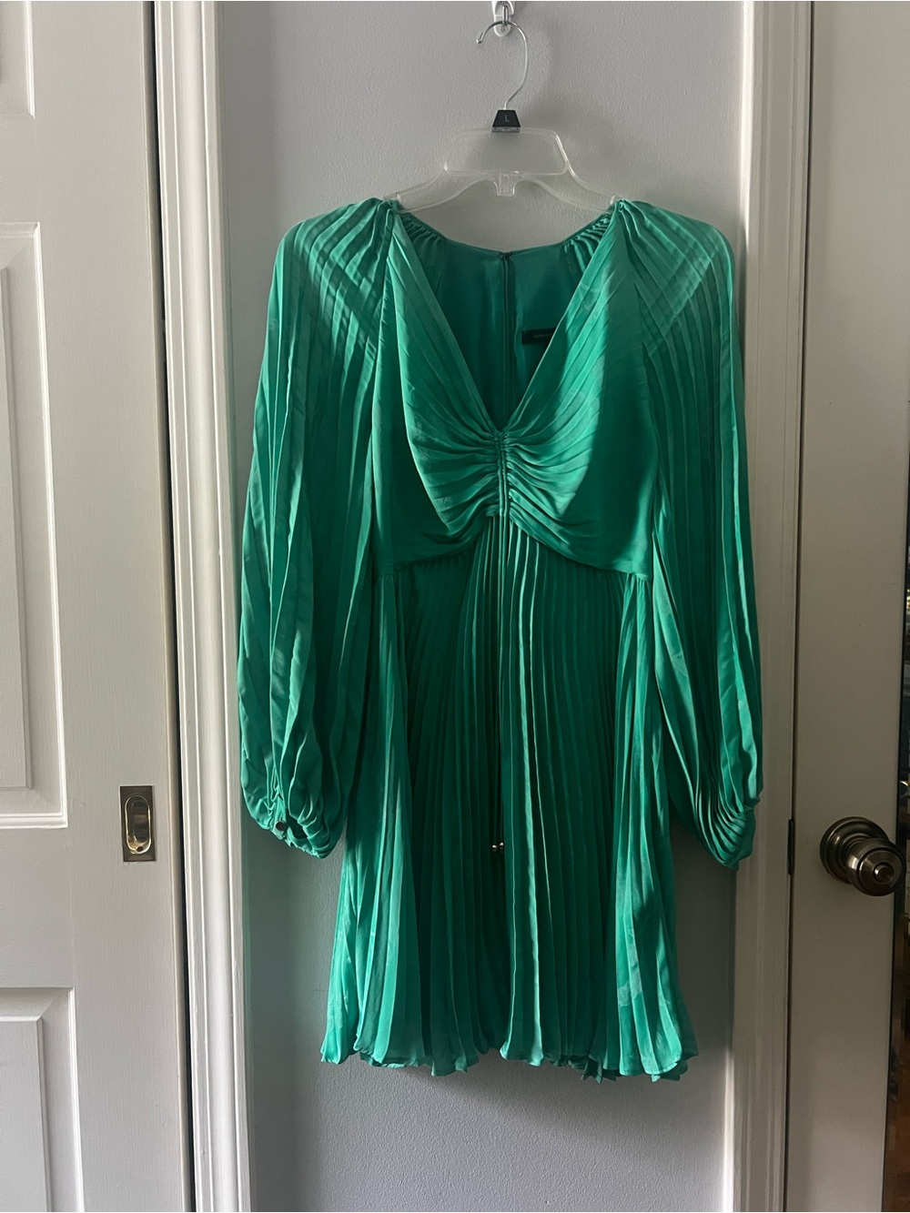Banana Republic Teal V-Neck Pleated Dress